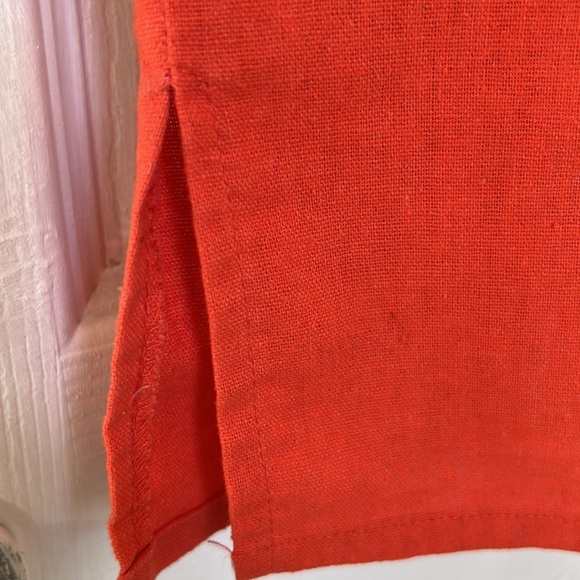 Women Top 100% Cotton Sleeveless Coat Collar Orange Button Down Fitted T… - Picture 6 of 10